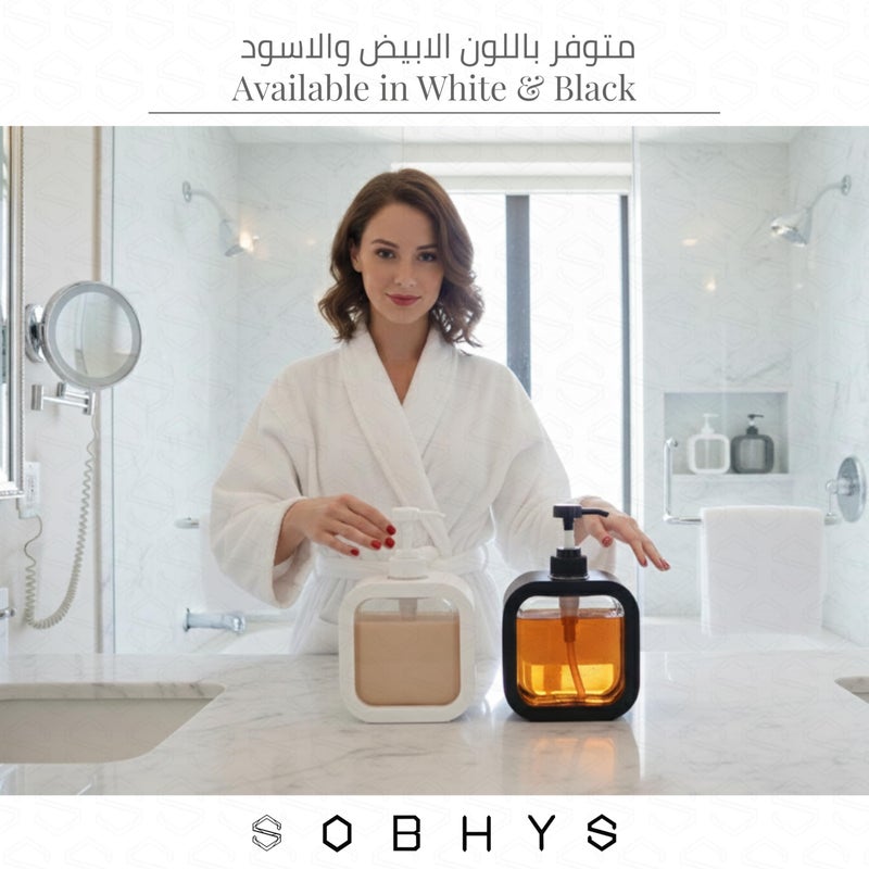 SOBHYS Large Refillable Soap Dispenser, 500ml Capacity, Durable Plastic Pump Bottle for Bathroom and Kitchen, Available in White and Black – SOBHYS (White) - Image 2