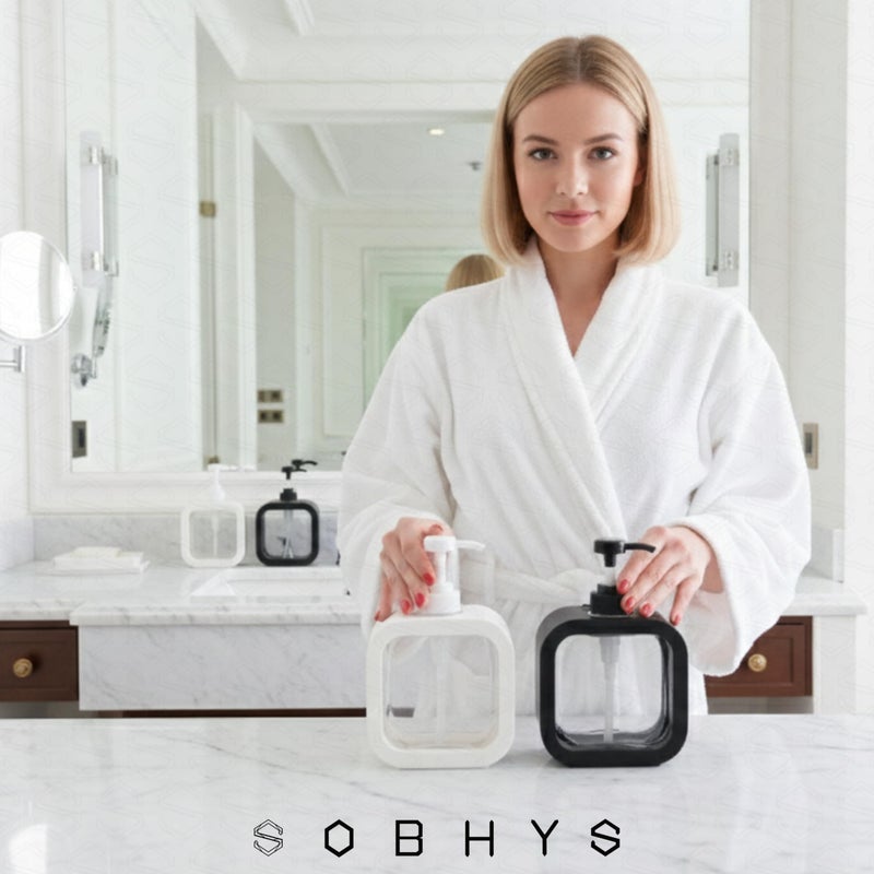 SOBHYS Large Refillable Soap Dispenser, 500ml Capacity, Durable Plastic Pump Bottle for Bathroom and Kitchen, Available in White and Black – SOBHYS (White) - Image 5