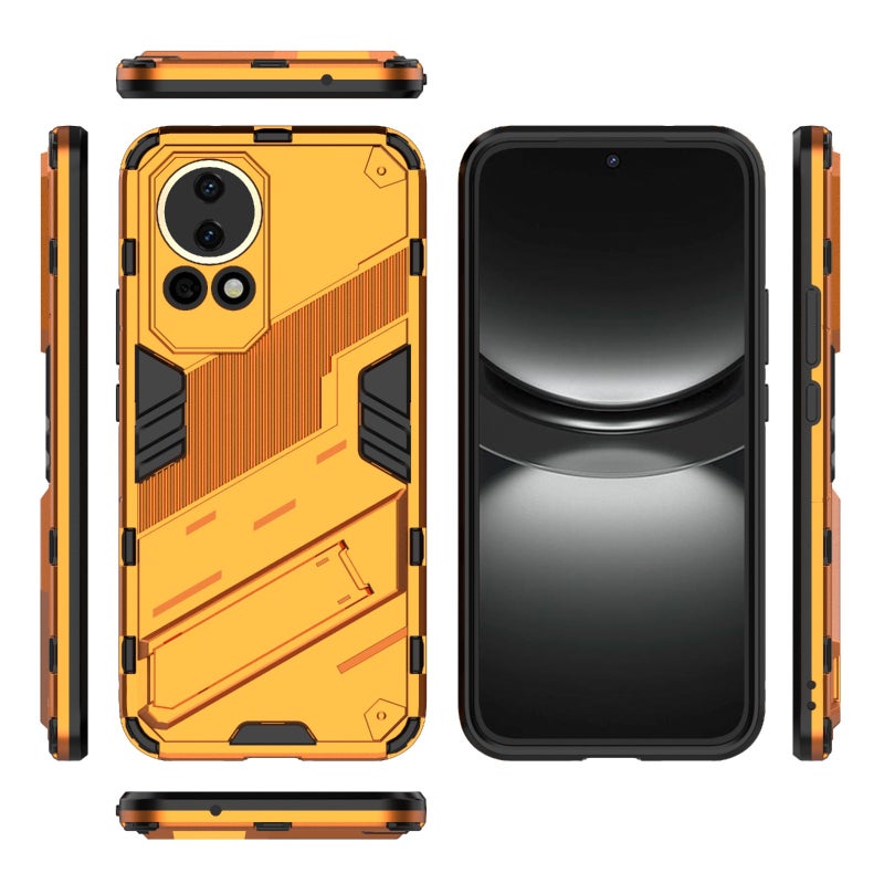 HuHa Protective Cover For Huawei nova 12 5G Punk Armor 2 in 1 PC + TPU Phone Case with Holder(Orange) - Image 3