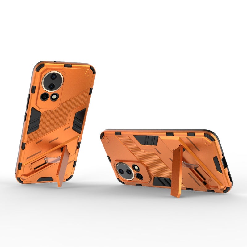 HuHa Protective Cover For Huawei nova 12 5G Punk Armor 2 in 1 PC + TPU Phone Case with Holder(Orange) - Image 4
