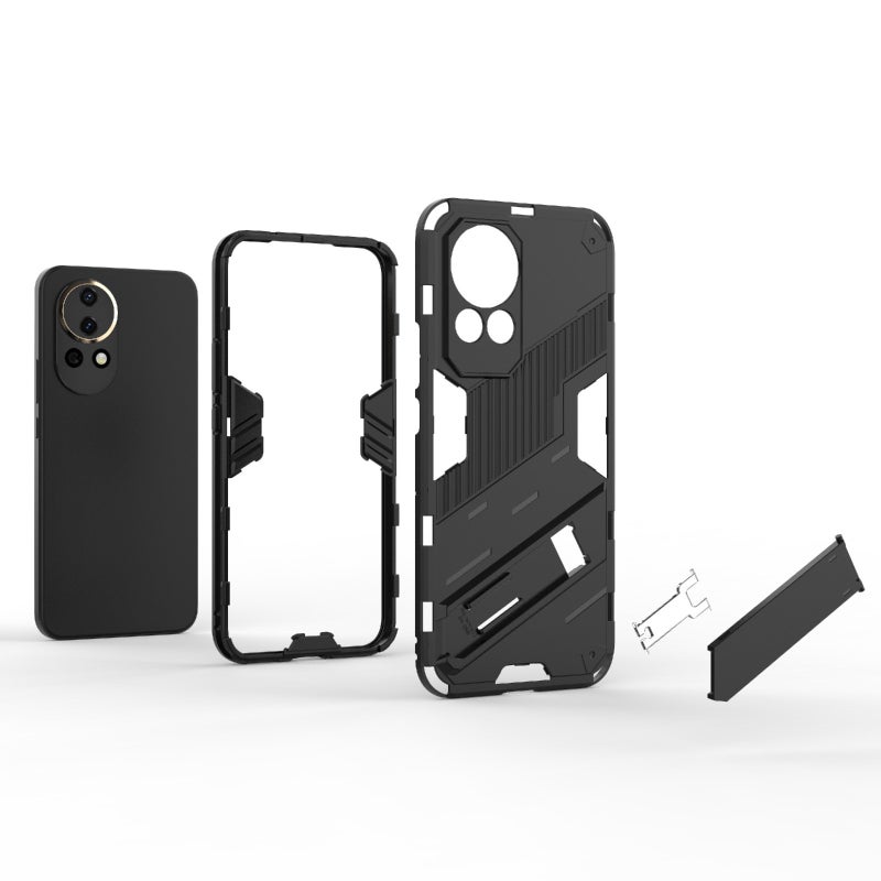 HuHa Protective Cover For Huawei nova 12 5G Punk Armor 2 in 1 PC + TPU Phone Case with Holder(Orange) - Image 5