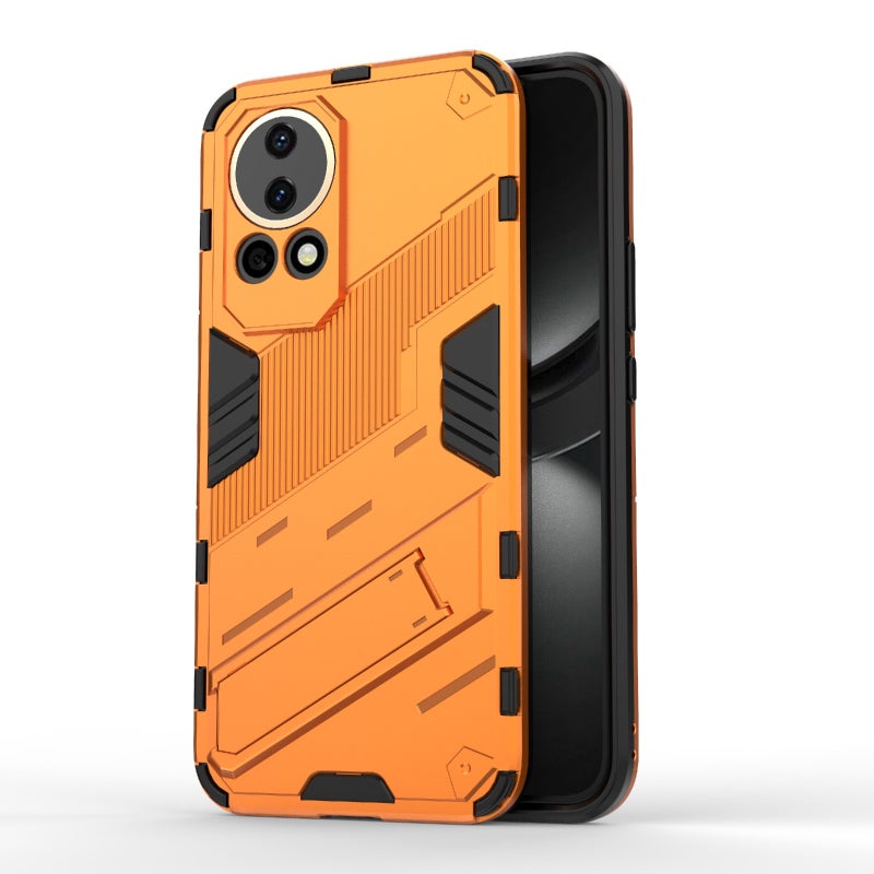 HuHa Protective Cover For Huawei nova 12 5G Punk Armor 2 in 1 PC + TPU Phone Case with Holder(Orange) - Image 1