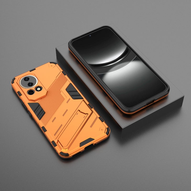 HuHa Protective Cover For Huawei nova 12 5G Punk Armor 2 in 1 PC + TPU Phone Case with Holder(Orange) - Image 2