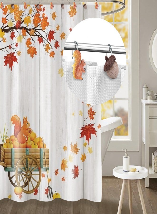 Sunlit Fall Autumn Decorative Shower Curtain Hooks, Squirrel Acorn Shower Curtain Rings, Resin, Orange Brown Cute Bathroom Curtain Hangers Decoration, Set of 12 - Image 5