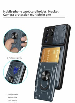 Excefore Case for Samsung Galaxy Note 20 Ultra Case Cover Slide Camera, KASTWAVE Kickstand＆Card Holder Cover Armor Slim Heavy Duty Hard Phone Case for Samsung Note 20 Ultra (Gray）  - Image 3