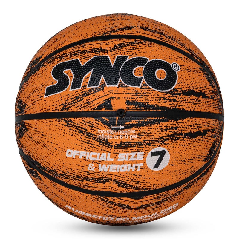 synco Culture Basketball Size-7 | Men Official Size | Moulded Technology | 8 Panel | Suitable for Indoor & Outdoor Games (Orange Black) - Image 2