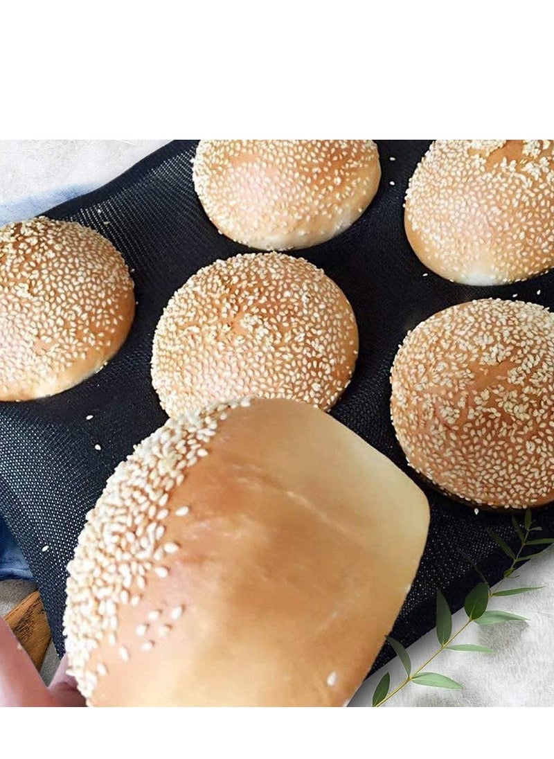 SYOSI - Hamburger Bun Pan Silicone Perforated Bread Pan Non Stick Bun Pan Silicone Baking Sheet Fit Half Pan Size Loaf pan for Bread Baguette Buns Puffs Tartlets Cavities - Image 1