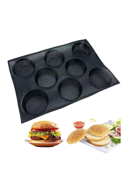 Hamburger Bun Pan Silicone Perforated Bread Pan Non Stick Bun Pan Silicone Baking Sheet Fit Half Pan Size Loaf pan for Bread Baguette Buns Puffs Tartlets Cavities