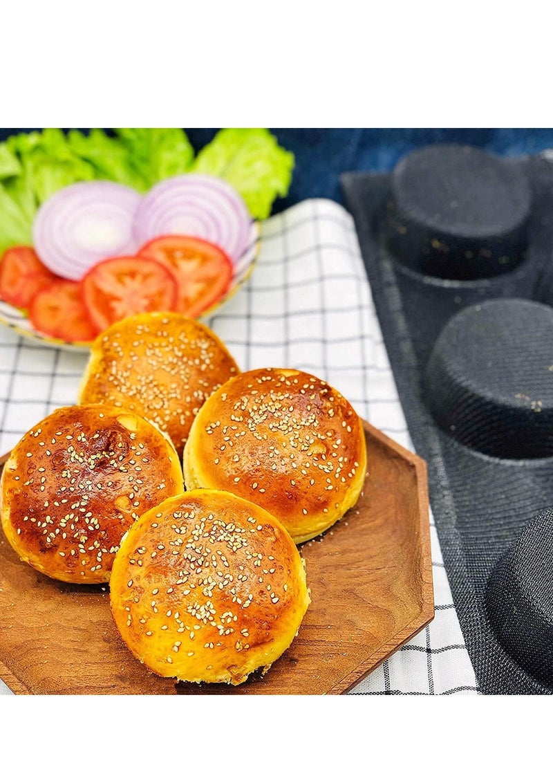 SYOSI - Hamburger Bun Pan Silicone Perforated Bread Pan Non Stick Bun Pan Silicone Baking Sheet Fit Half Pan Size Loaf pan for Bread Baguette Buns Puffs Tartlets Cavities - Image 1