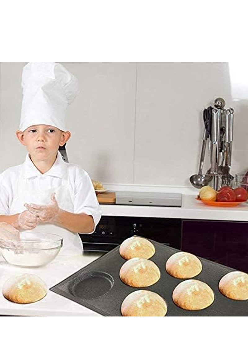 SYOSI - Hamburger Bun Pan Silicone Perforated Bread Pan Non Stick Bun Pan Silicone Baking Sheet Fit Half Pan Size Loaf pan for Bread Baguette Buns Puffs Tartlets Cavities - Image 1