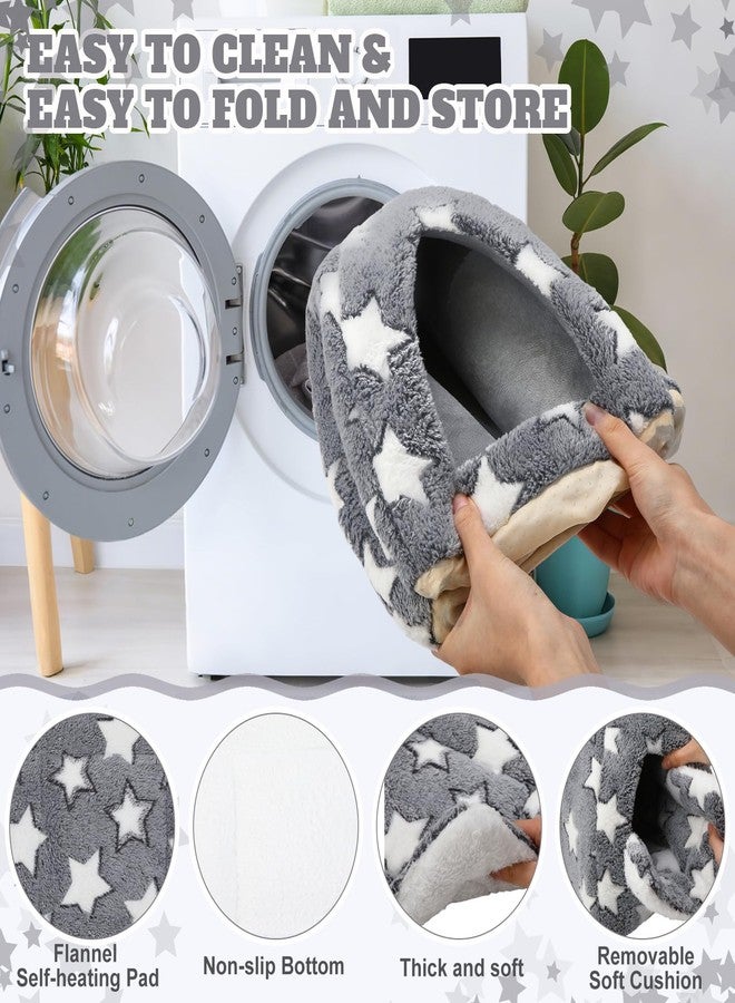 Fiwochic Guinea Pig Hideout Bed Cozy Chinchilla Rabbit House Cave Accessories for Bunny Small Animal Hideout Bed with Warm Self Warming Pet Mat Hedgehog Ferret Soft Guinea Pig House with Star Pattern - Image 3