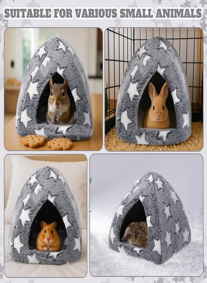 Fiwochic Guinea Pig Hideout Bed Cozy Chinchilla Rabbit House Cave Accessories for Bunny Small Animal Hideout Bed with Warm Self Warming Pet Mat Hedgehog Ferret Soft Guinea Pig House with Star Pattern - Image 5