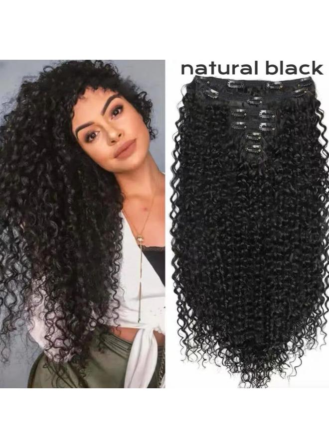 Bluejw European And American Wig Clip Hair 6-piece Set 26inch Hair Patch African Fluffy Long Curly Hair Wig Kinky Curly - Image 2