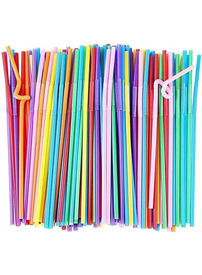 بروماس 100 قطعة من شفاطات الشرب البلاستيكية المرنة القابلة للانحناء متعددة الألوان - Image 1