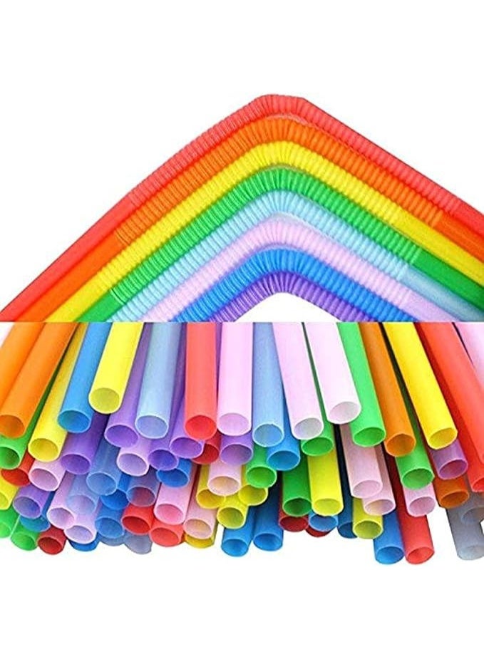 بروماس 100 قطعة من شفاطات الشرب البلاستيكية المرنة القابلة للانحناء متعددة الألوان - Image 3
