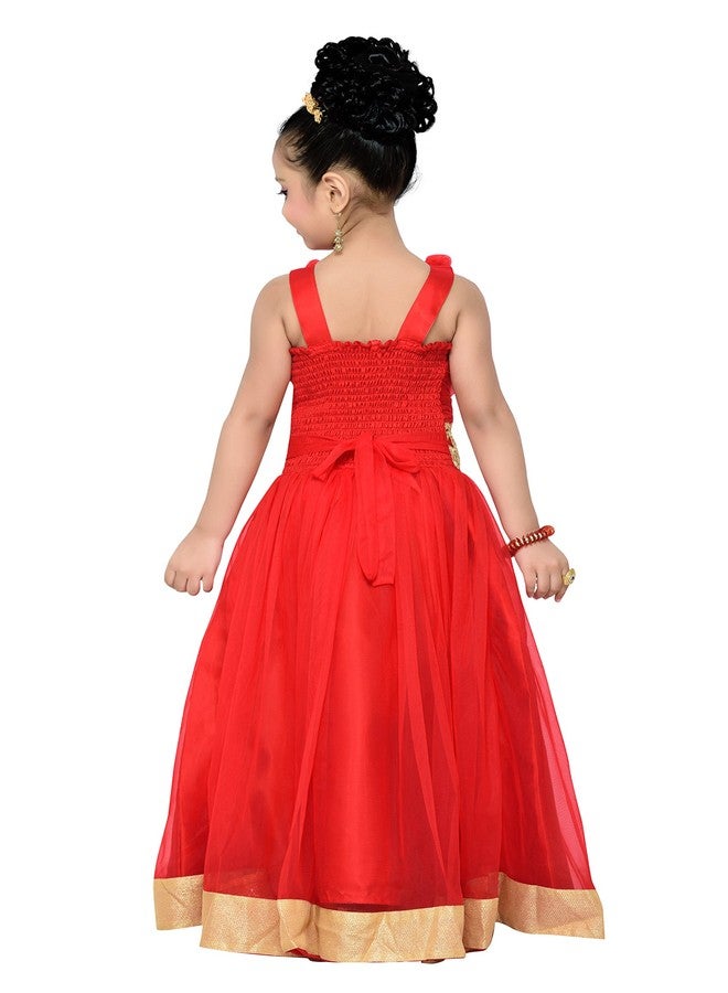 Adiva Girls' Cocktail Maxi Gown Dress (G-1771-RED-34_Red_9-10 Years) - Image 2