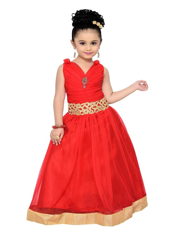 Adiva Girls' Cocktail Maxi Gown Dress (G-1771-RED-34_Red_9-10 Years) - Image 1