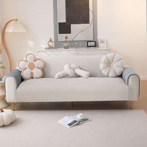 HOKIPO Premium Dutch Velvet Sofa Cover Mat with Frill for 1/2/3 Seater and L Shape Sofa. Make Your Own Sofa Cover Set, Mat Length 90(D) x 150(L) cm, Gentle Cream (AR-5737-CRM) - Image 5