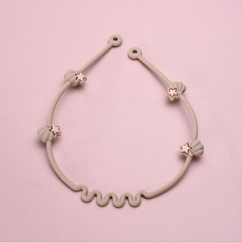 Silicone Teether Pacifier Clip Chain New Pink-Lotus Root Star  - Image 3