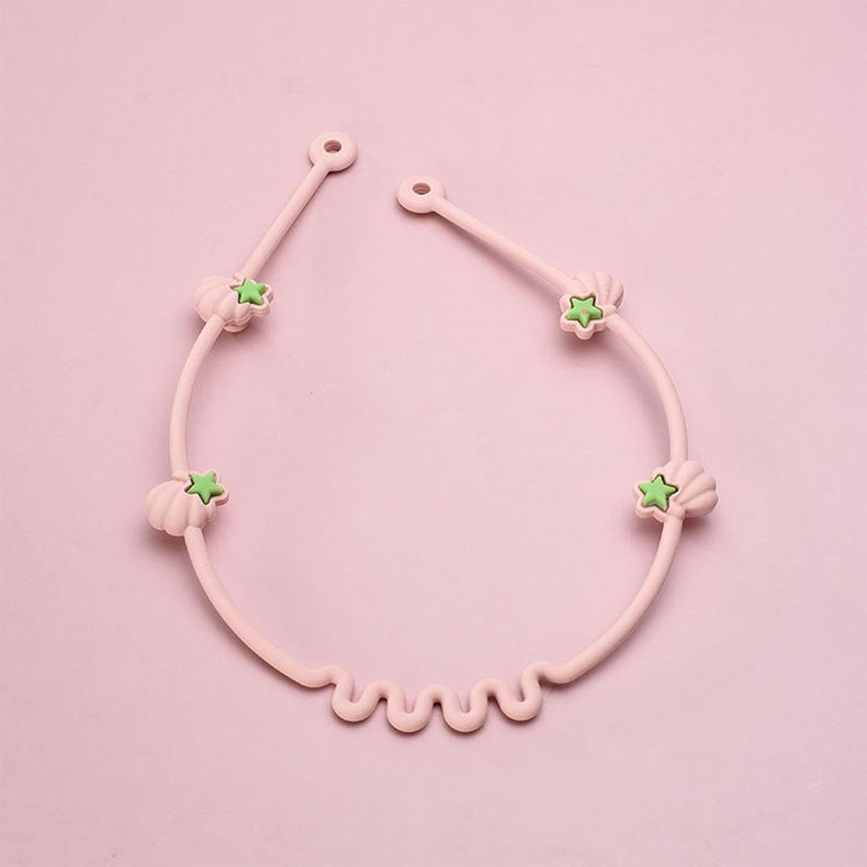 Silicone Teether Pacifier Clip Chain New Pink-Lotus Root Star  - Image 4