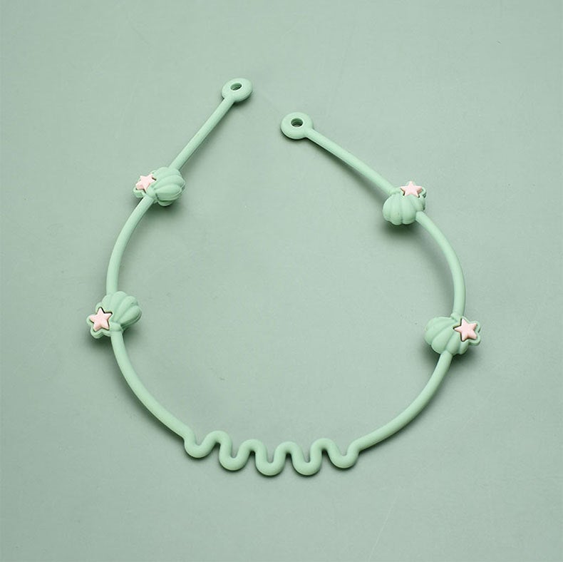 Silicone Teether Pacifier Clip Chain New Pink-Lotus Root Star  - Image 2