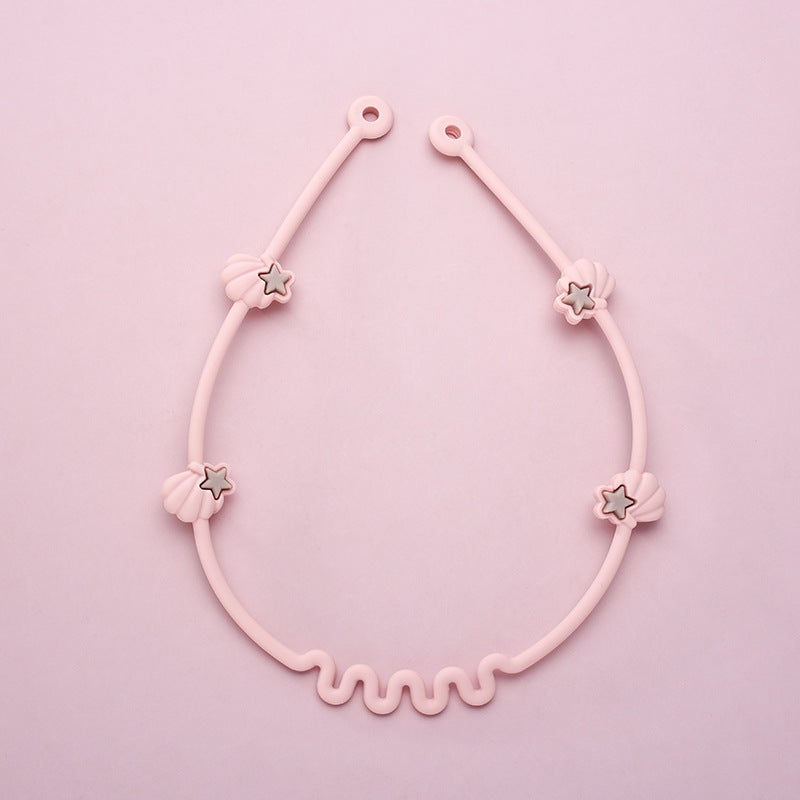 Silicone Teether Pacifier Clip Chain New Pink-Lotus Root Star  - Image 1
