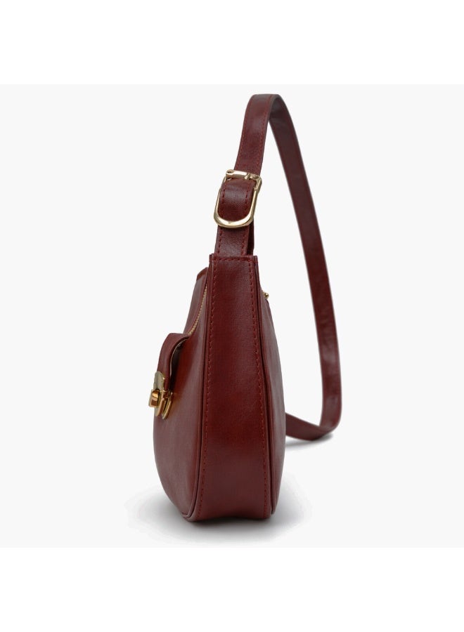 A stylish women's shoulder bag with a design that combines elegance and practicality, featuring a distinctive gold clasp and an adjustable strap. - Image 5