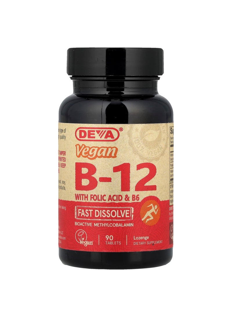 Deva Vegan B12 with Folic Acid & B6, Fast-Dissolve, 90 Tablets