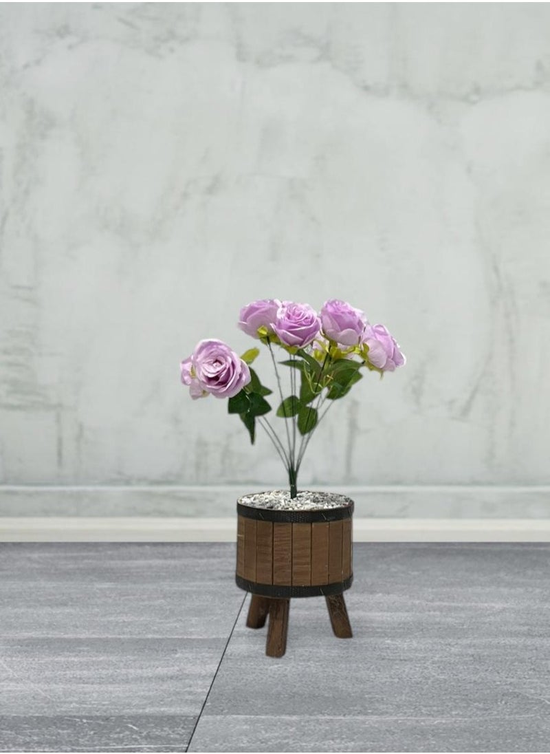AL KHALDIYA Rose seedling 20 cm with wooden pot  - Image 1