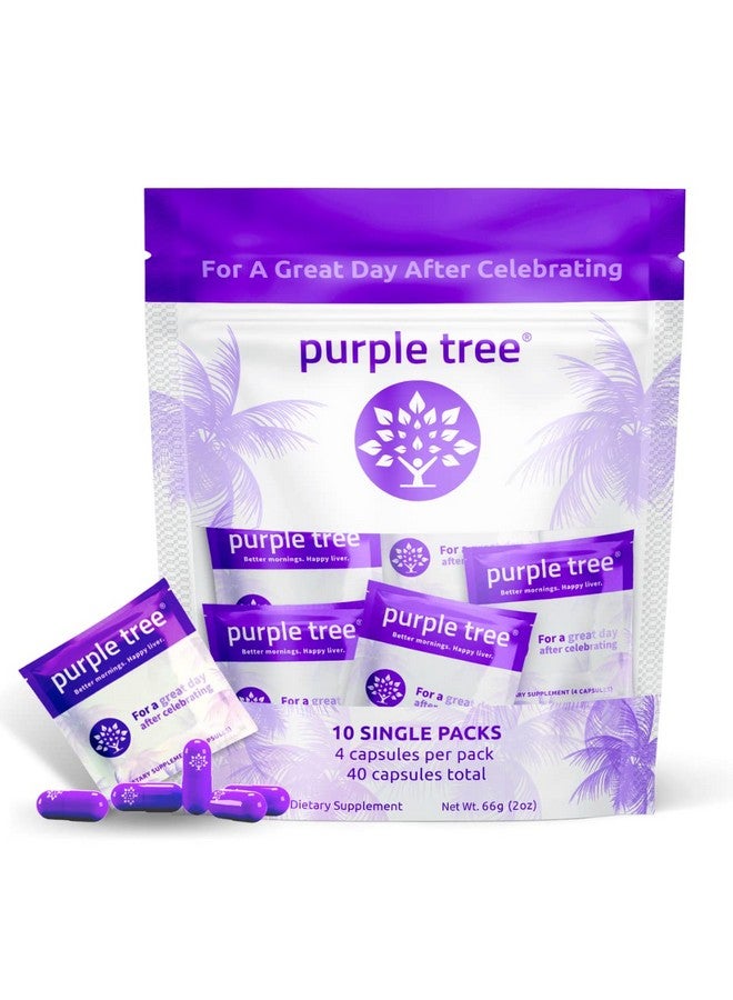 PURPLE TREE Celebration Vitamin Kit ; Rapid Hydration Liver Support Better Mornings ; Dihydromyricetin Dhm Milk Thistle Electrolytes Vitamin B Willow Bark (40 Pills 10 Travel Packs) - Image 1