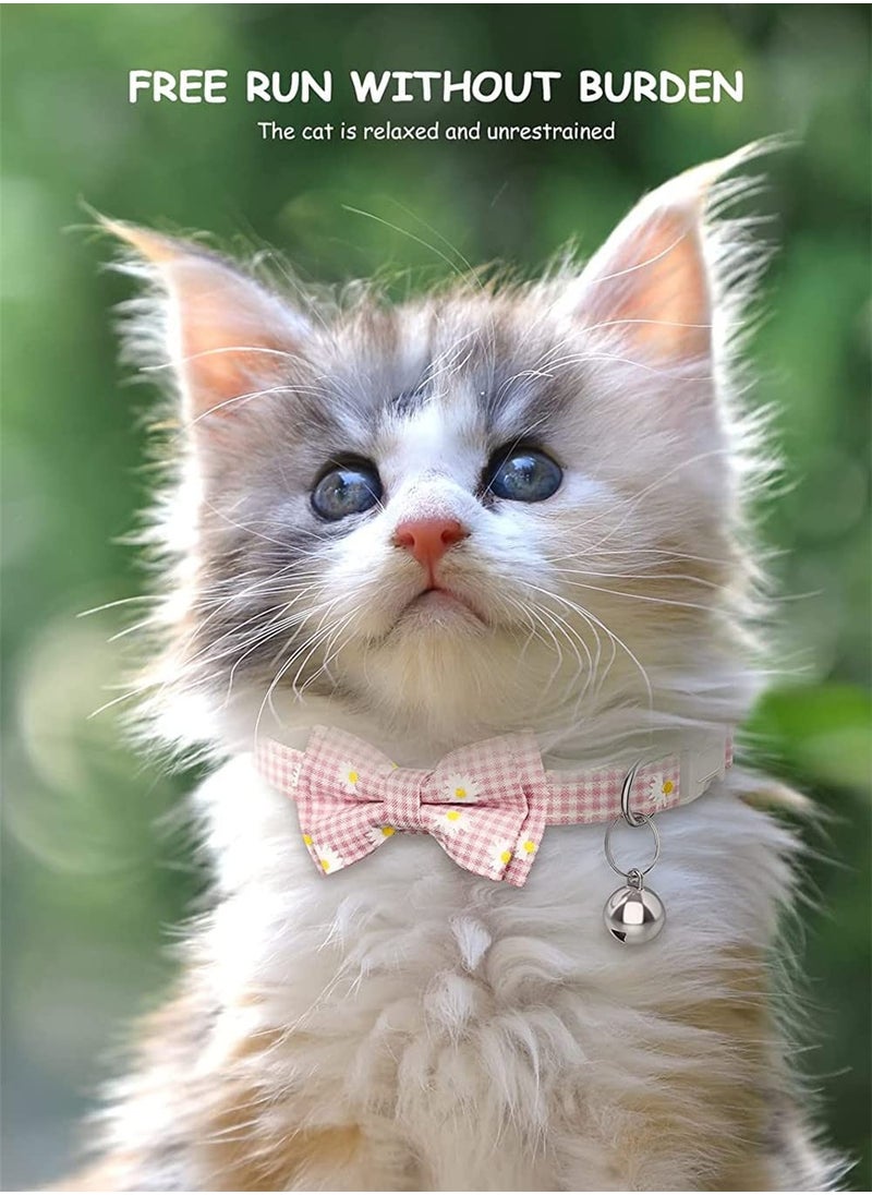 KASTWAVE Cat Airtag Collar Plaid Puppy Collar Princess Daisy Bow Tie Collar Holder for Small Dog Kitten (Pink)  - Image 3
