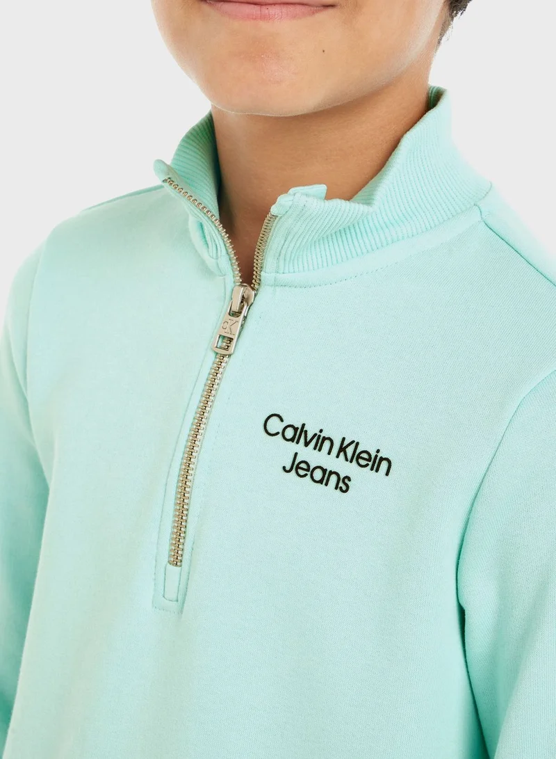 Calvin Klein Jeans Youth Logo Half Zip Sweatshirt