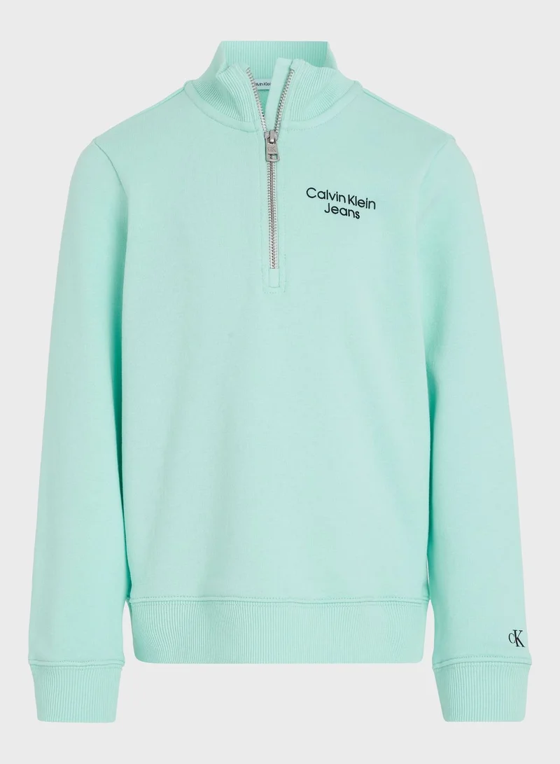 Calvin Klein Jeans Youth Logo Half Zip Sweatshirt