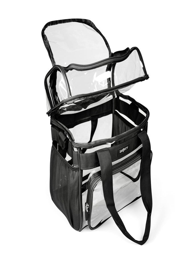سمارتي حقيبة غداء شفافة متينة وكبيرة الحجم من SMARTY معتمدة للعمل، مناسبة للرجال والنساء والسفر وضباط الإصلاحيات - ليست بحجم الملعب (كبيرة جدًا، سوداء داكنة، 13 × 7 × 12) - Image 3