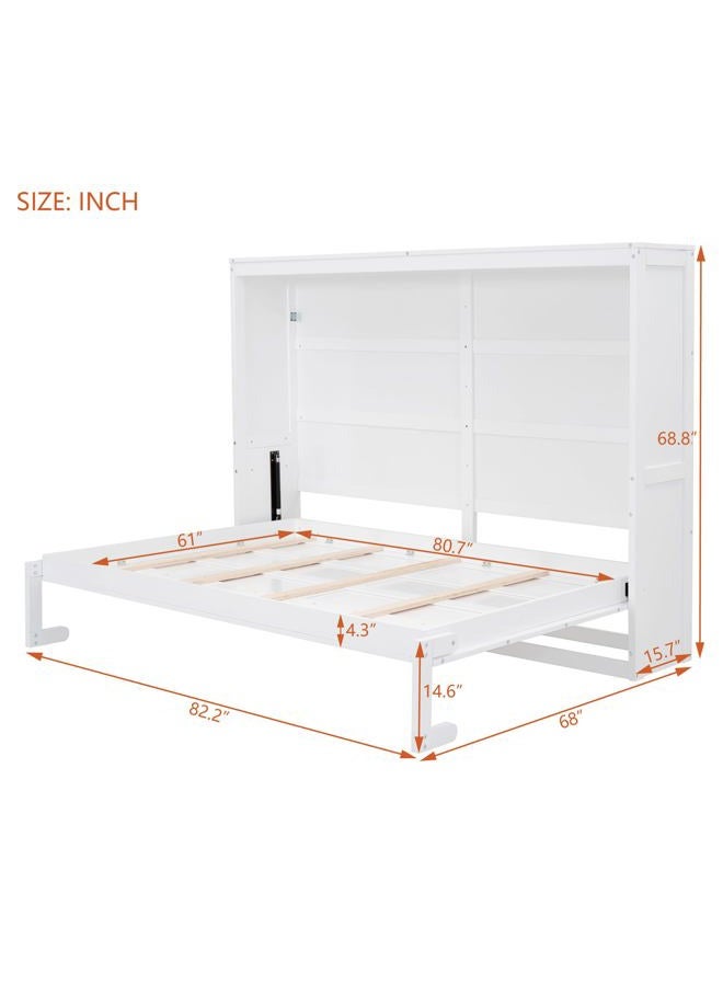 Favfurish Queen Size Murphy Bed,Folded Away into A Cabine,Hide Bed Frame W/No Box Spring Needed,Space Saving Bed,Slat Support,Easy to Install,for Kids Bedroom,Student Dorms,White - Image 3