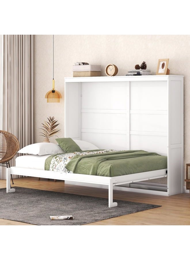 Favfurish Queen Size Murphy Bed,Folded Away into A Cabine,Hide Bed Frame W/No Box Spring Needed,Space Saving Bed,Slat Support,Easy to Install,for Kids Bedroom,Student Dorms,White - Image 1