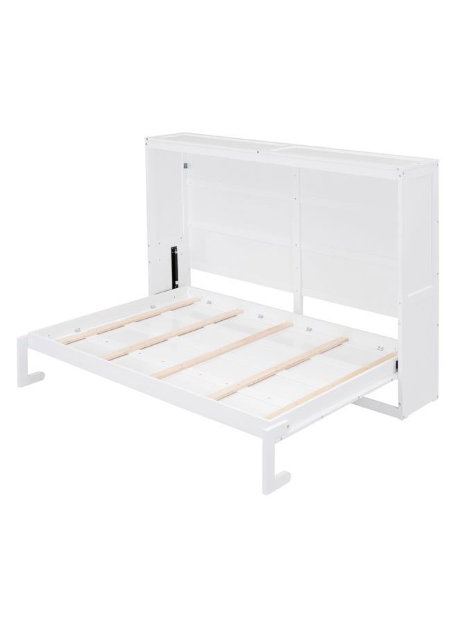 Favfurish Queen Size Murphy Bed,Folded Away into A Cabine,Hide Bed Frame W/No Box Spring Needed,Space Saving Bed,Slat Support,Easy to Install,for Kids Bedroom,Student Dorms,White - Image 5