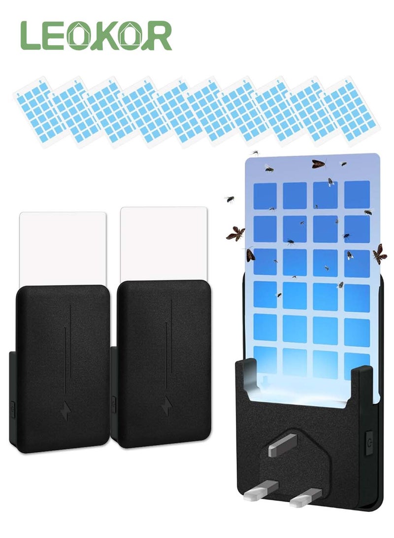 LEOKOR Gnat Traps for House Indoors, Plug-in Fly Insect Trap, Killer for Mosquitos, Fruit Flies, Non-Zapper Traps for Noise Free Home, Catch Insects Indoors with Bug Light (2 Device + 10 Refills) - Image 1
