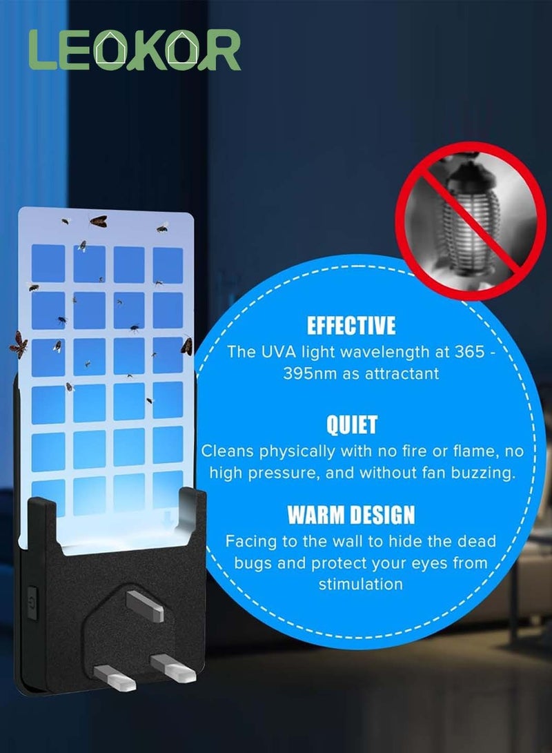 LEOKOR Gnat Traps for House Indoors, Plug-in Fly Insect Trap, Killer for Mosquitos, Fruit Flies, Non-Zapper Traps for Noise Free Home, Catch Insects Indoors with Bug Light (2 Device + 10 Refills) - Image 3
