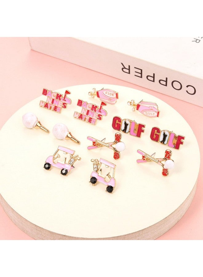 XOCARTIGE 4Pairs Golf Stud Earrings Golf Ball Bag Cart Earring Studs Statement Golf Themed Earrings Golf Jewelry For Women Sport Game Day Golf Accessories Outfits Gifts (Style D) - Image 3