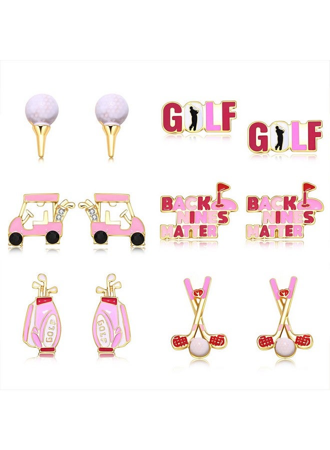 XOCARTIGE 4Pairs Golf Stud Earrings Golf Ball Bag Cart Earring Studs Statement Golf Themed Earrings Golf Jewelry For Women Sport Game Day Golf Accessories Outfits Gifts (Style D) - Image 1