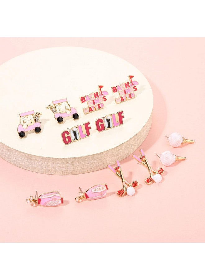 XOCARTIGE 4Pairs Golf Stud Earrings Golf Ball Bag Cart Earring Studs Statement Golf Themed Earrings Golf Jewelry For Women Sport Game Day Golf Accessories Outfits Gifts (Style D) - Image 2