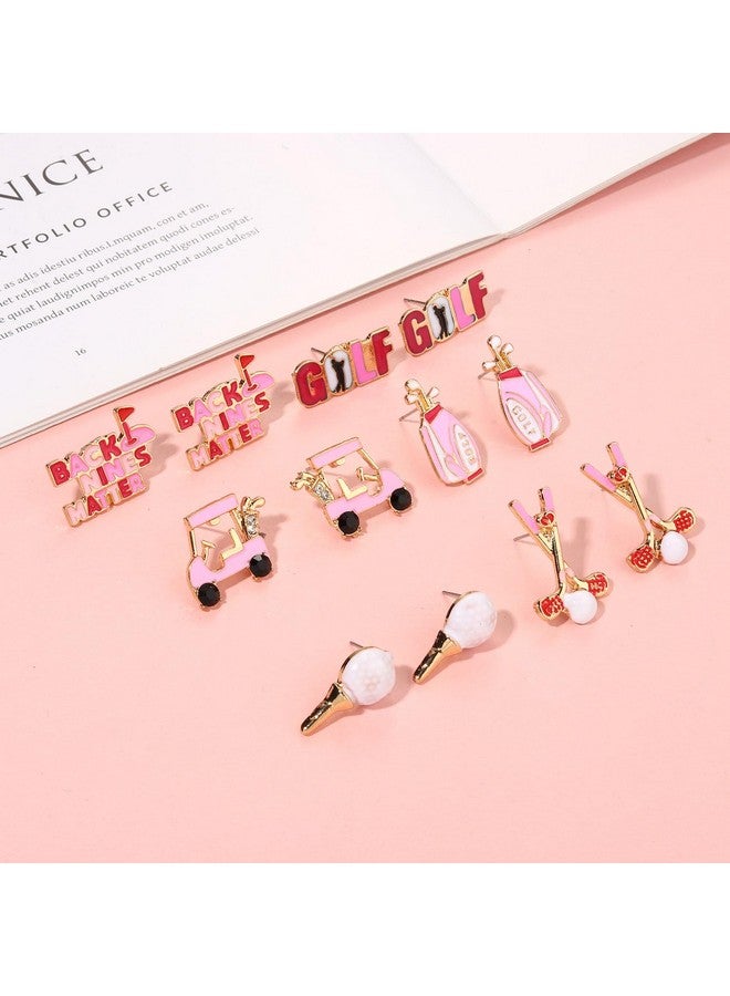 XOCARTIGE 4Pairs Golf Stud Earrings Golf Ball Bag Cart Earring Studs Statement Golf Themed Earrings Golf Jewelry For Women Sport Game Day Golf Accessories Outfits Gifts (Style D) - Image 4