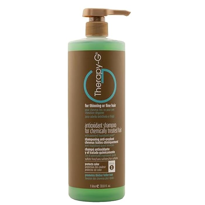 Therapy-G Antioxidant Shampoo For Chemically Treated Hair For thinning, fine hair and anti hair loss. Hair regrowth and color protector Liter 33.8 oz - Image 1