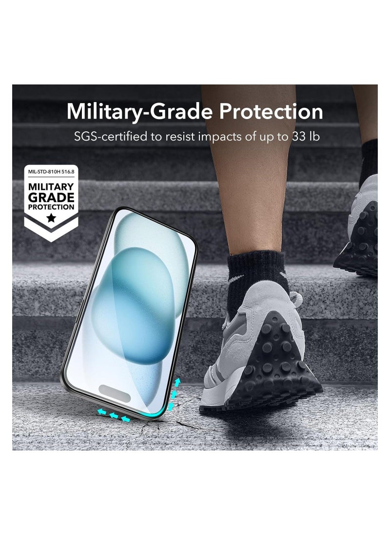 vesus ELTERAZONE Compatible with iPhone 15 plus Screen Protector Set, 2.5D Curved Edges, Full-Coverage 5D Tempered Glass, Military-Grade Protection, Scratch Resistant - Image 2