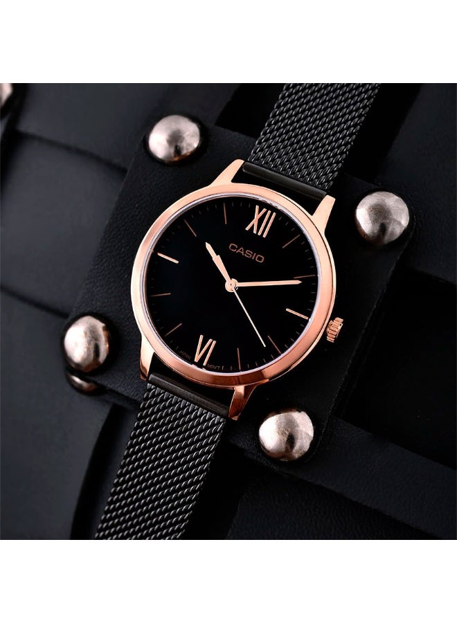 كاسيو ساعة كاسيو النسائية التناظرية ذات الميناء الأسود - LTP-E157MRB-1BDF - Image 2