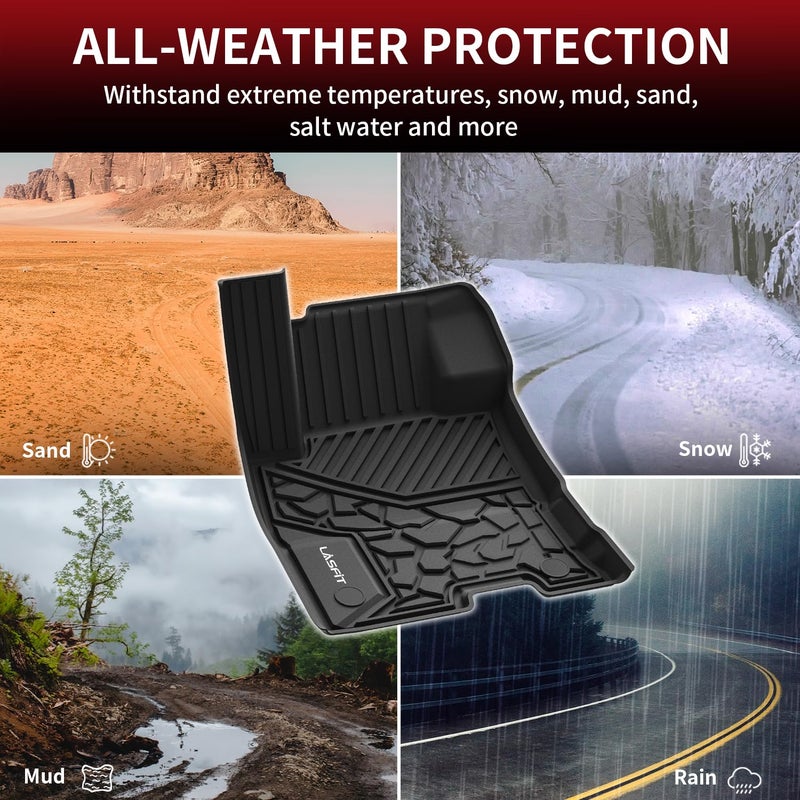 LASFIT Floor Mats for Ford Maverick 2026 2025 2024 2023 2022 (Hybrid Models Only) All Weather Car Mats TPE Truck Liners Vehicle Accessories for Ford Maverick - 1st & 2nd Row, Black - Image 5