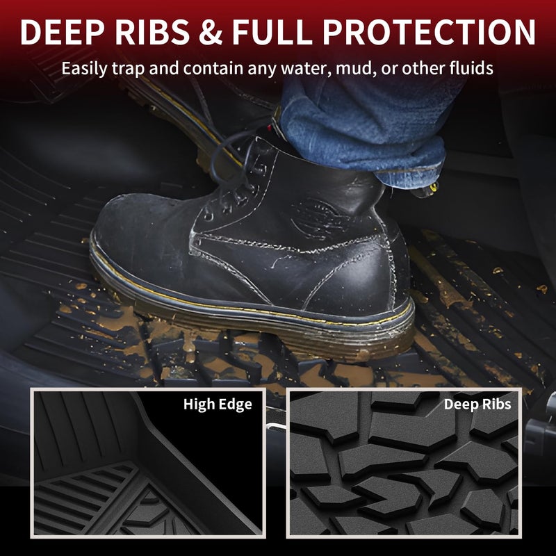 LASFIT Floor Mats for Ford Maverick 2026 2025 2024 2023 2022 (Hybrid Models Only) All Weather Car Mats TPE Truck Liners Vehicle Accessories for Ford Maverick - 1st & 2nd Row, Black - Image 3