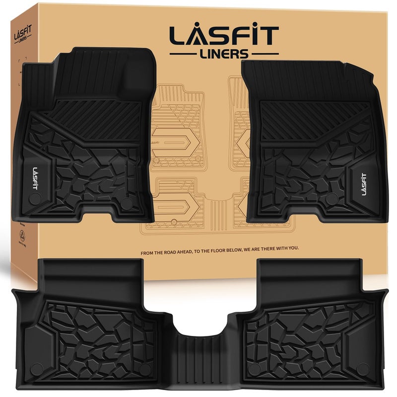 LASFIT Floor Mats for Ford Maverick 2026 2025 2024 2023 2022 (Hybrid Models Only) All Weather Car Mats TPE Truck Liners Vehicle Accessories for Ford Maverick - 1st & 2nd Row, Black - Image 1