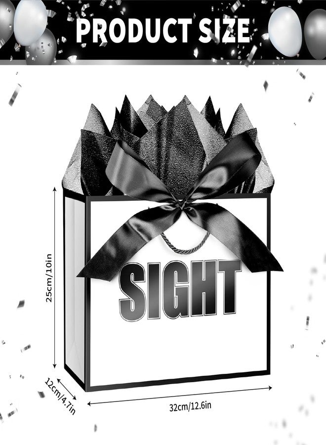 Jaywayang 5 Senses Gift Bags with Tissue Papers and Ribbons for Her Him Birthday Wedding Anniversary Mother's Day Valentine's Day Present Wrapping (White Black) - Image 2